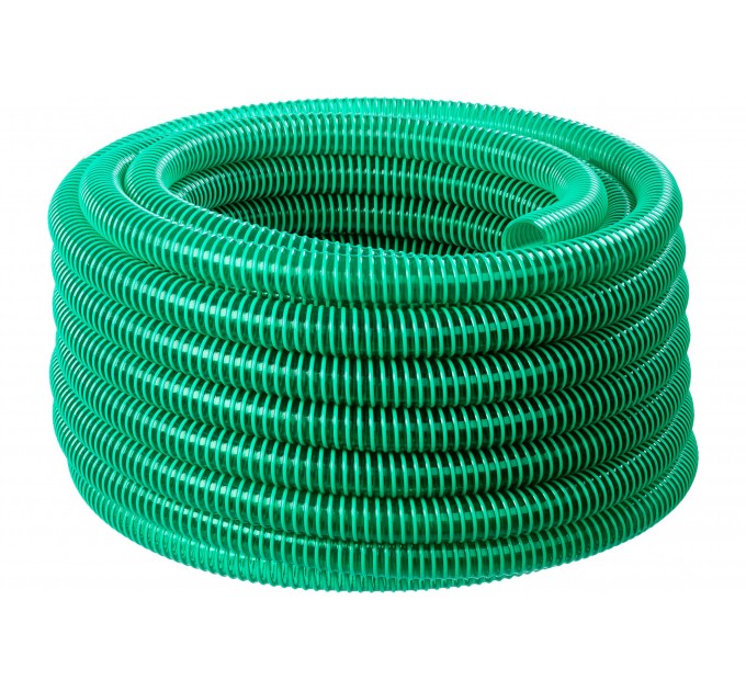 Шланг напорно-всасывающий, спирально-армированный ПВХ , 10атм, 25мм зеленый