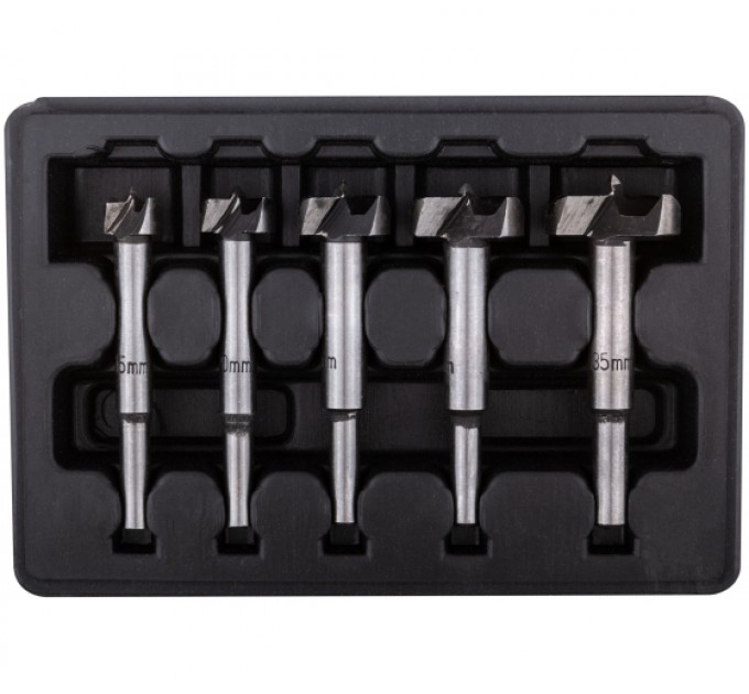 Набор фрез FIT по дереву (сверла Форстнера), усиленная 60# сталь, 5 шт., 15/20/25/30/35 мм/36552