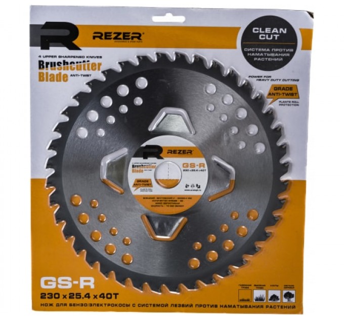 Диск для бензотриммера 230*25,4*1,3*40Т REZER ANTI-TWIST  GS-R