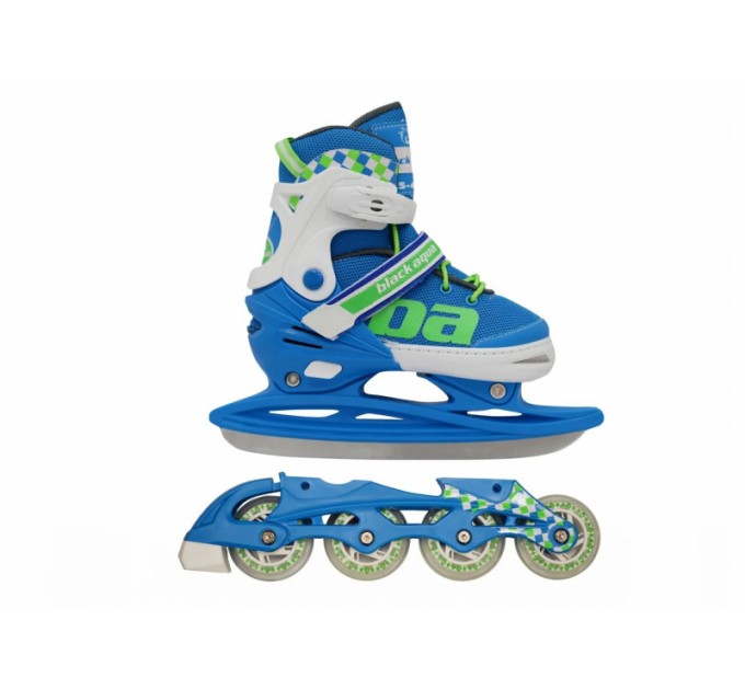 Коньки-ролики для фитнеса р. 35-38 BlackAqua AS-409 (голубой-салатовый)