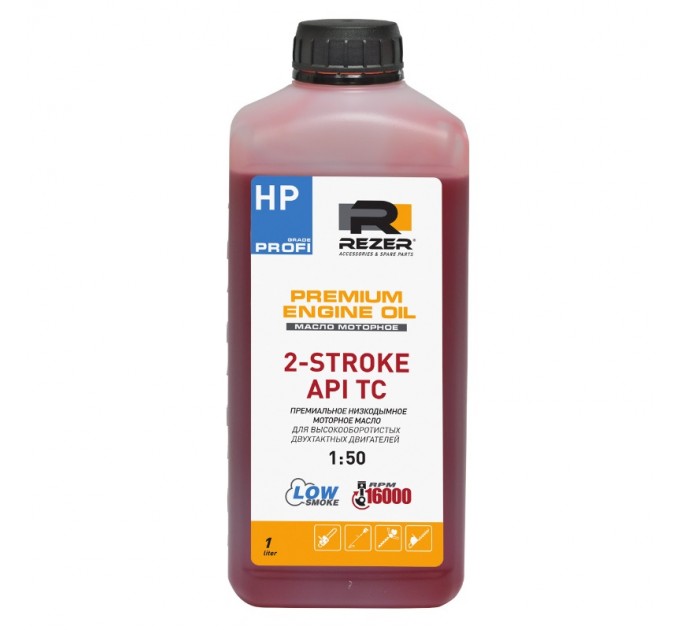 Масло д/двиг 2Т Rezer PROFI мин. API TC, 1 л, для высокооборот. двигателей