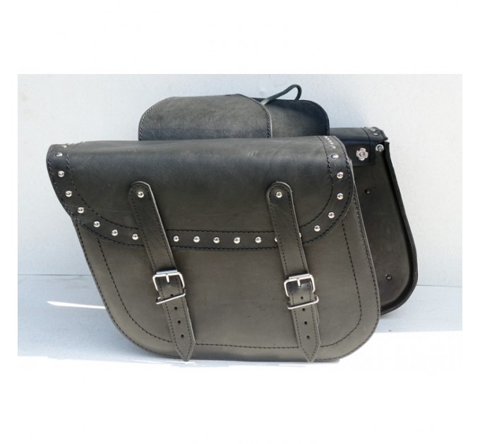 Сумки кожанные седельные Кофр (к-т 2 сумки, боковые) стиль Чоппер (иск.кожа, хром.заклеп)