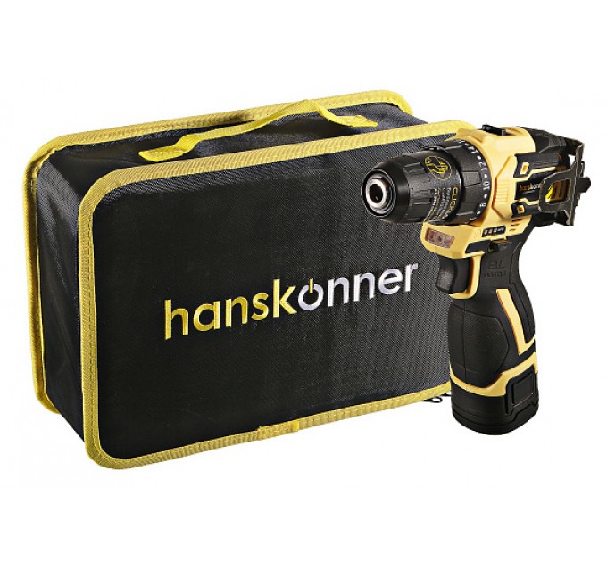 Шуруповерт Hanskonner HCD1645BLC б/щеточный (14.4В, 2акк*2,0А/ч, 45Н/м, БЫСТР.ЗАРЯД, сумка-кейс)